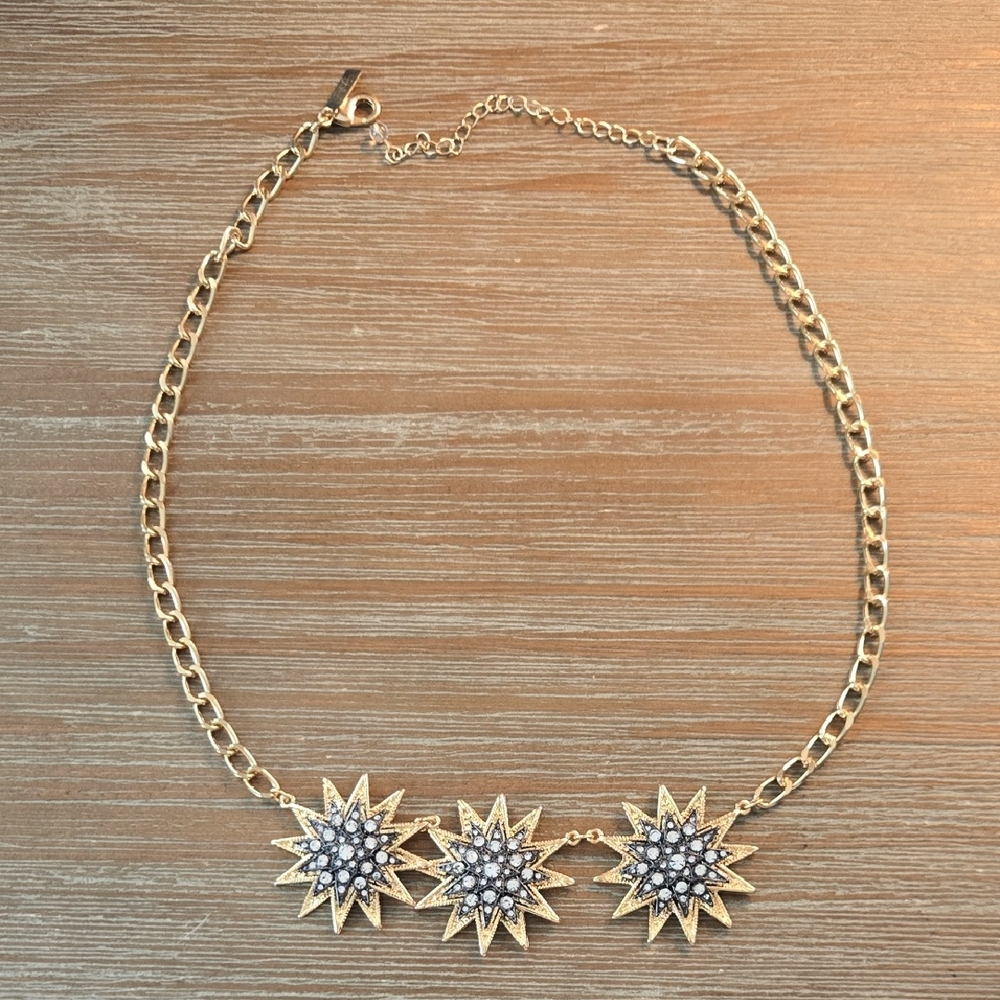 Gold and Silver Starburst Necklace & Earring Set